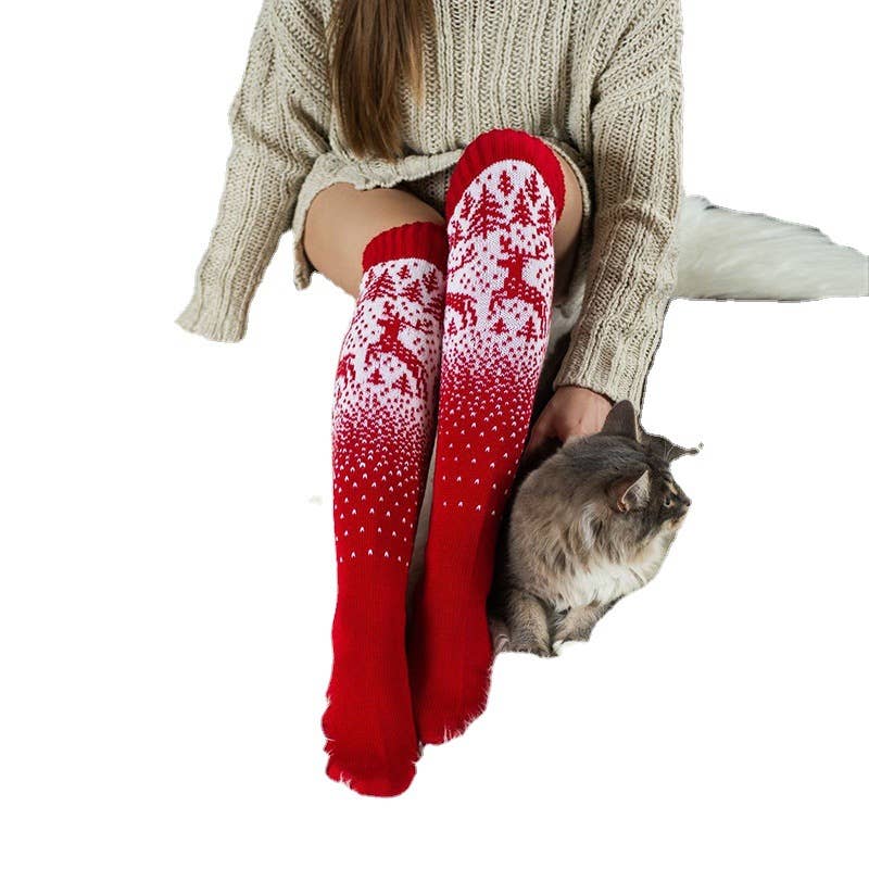 CHRISTMAS STYLE LONG KNEE HIGH SOCKS_CWMS0852