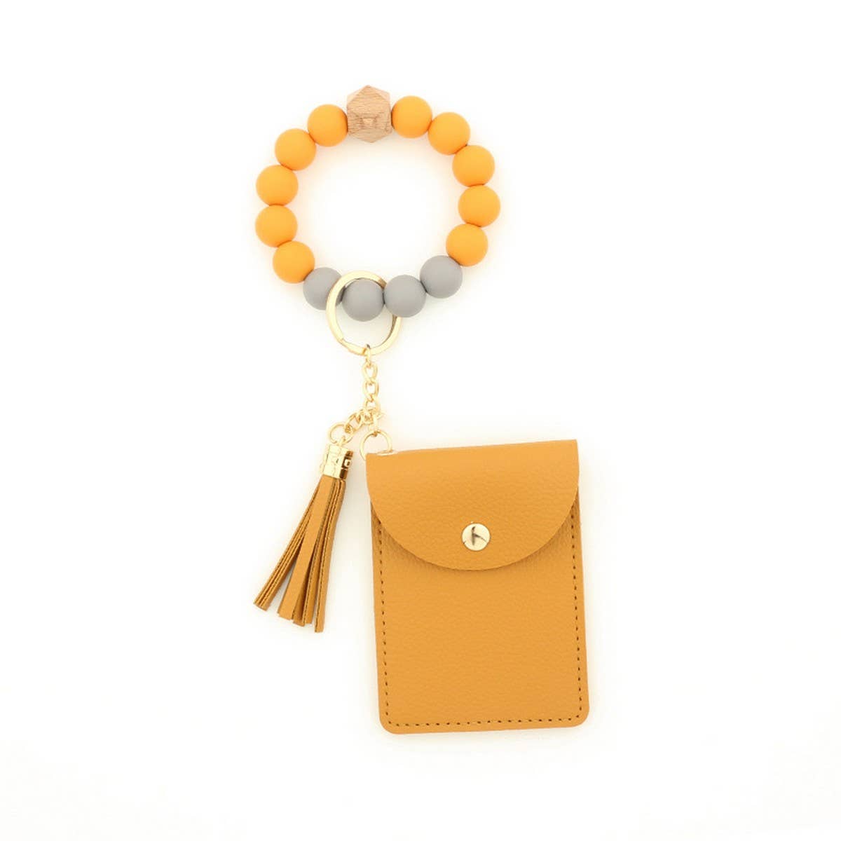 SOLID PU CARD WALLET WITH TASSEL BEAD STRAP_CWAB4967