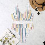 SIMPLE STRIPED PLUS SIZE BIKINI SWIMSUIT_CWMW0238