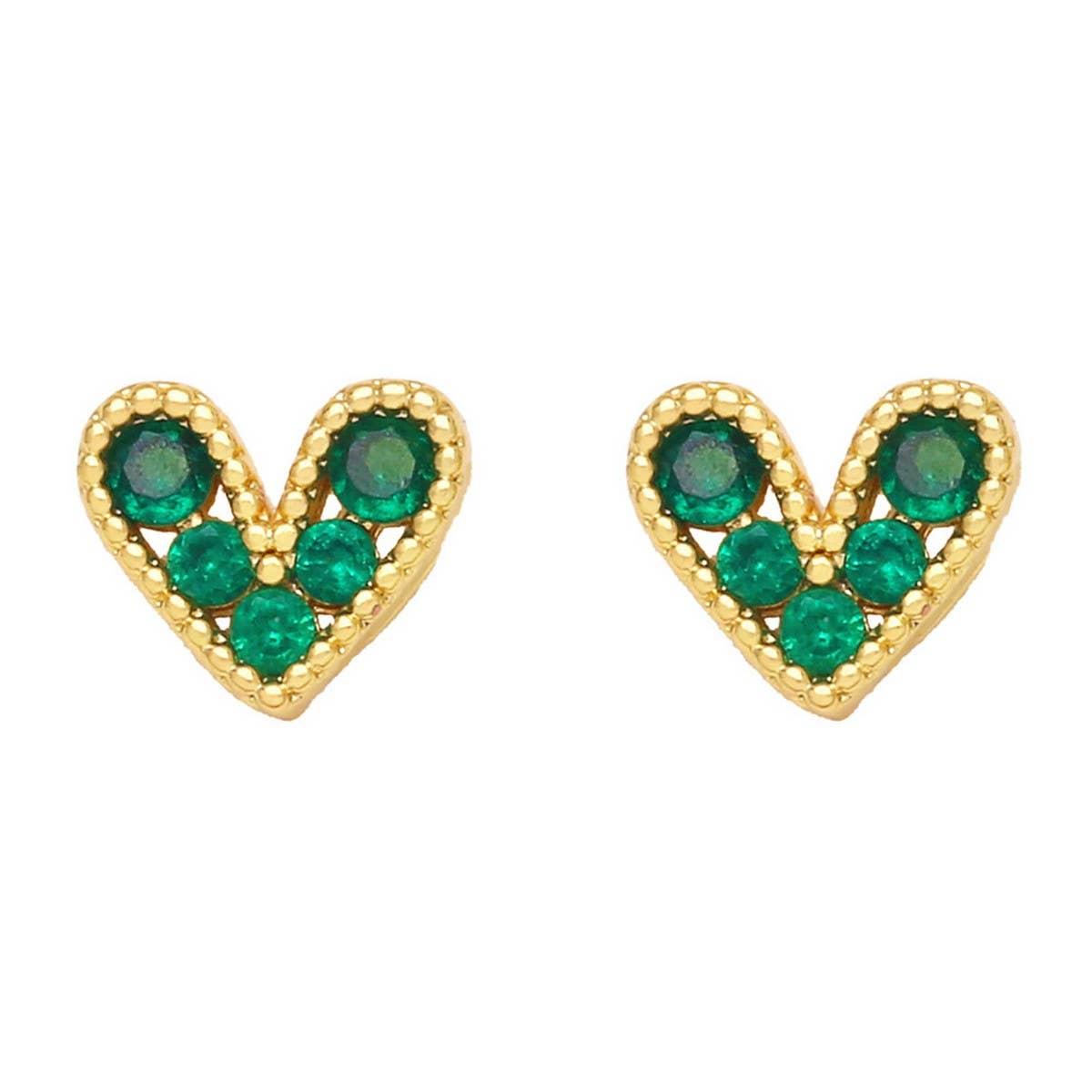 MINI COLORED ZIRCON HEART SHAPED EARRINGS_CWAJE0974