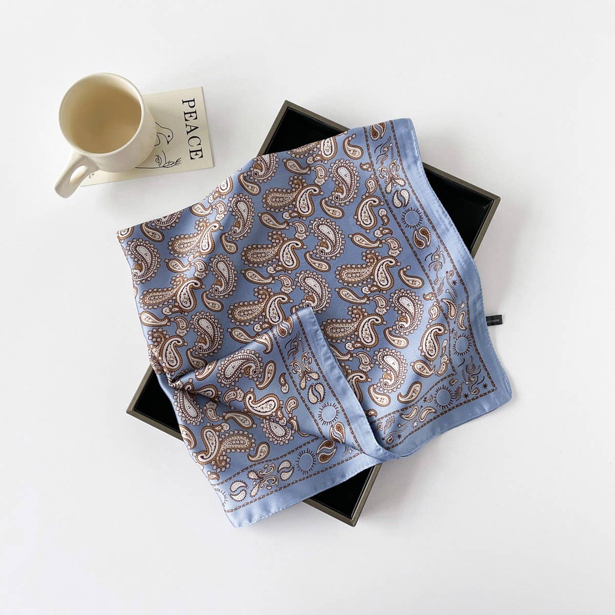 PAISLEY SATIN SQUARE SCARF 70CM NECK HEAD _CWASC0825