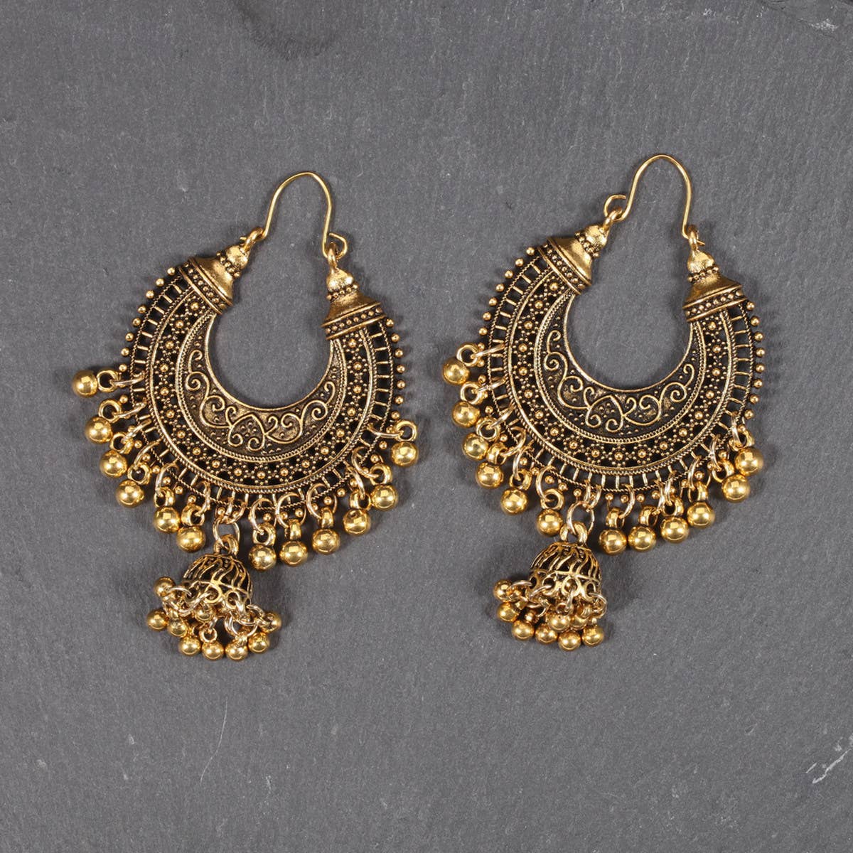 RETRO CRESCENT SHAPE EXAGGERATED BELL EARRINGS_CWAJE2239