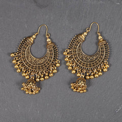 RETRO CRESCENT SHAPE EXAGGERATED BELL EARRINGS_CWAJE2239