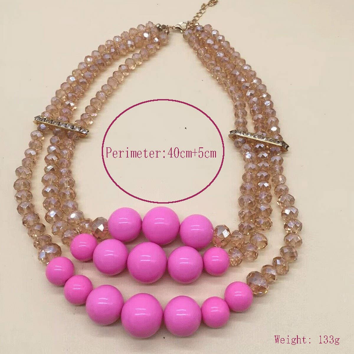 CRYSTAL ACRYLIC COLORFUL BEADS MULTI LAYER NECKLACE_CWMM4908