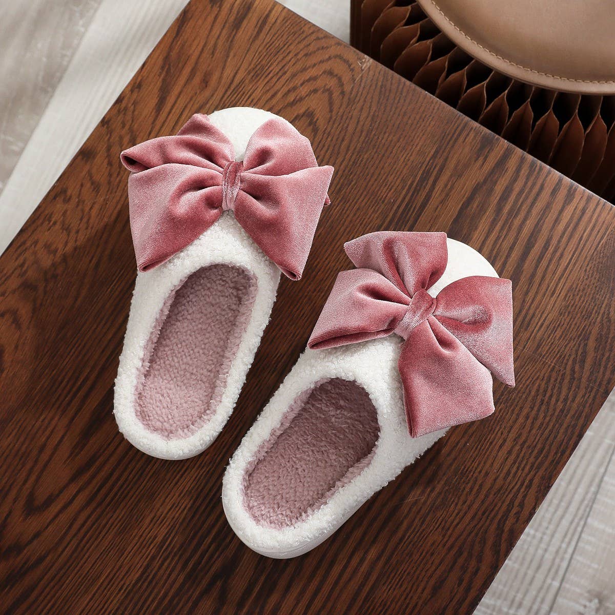 Winter Warm Bow Cotton Slippers For Women_Cwshf00227