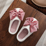 Winter Warm Bow Cotton Slippers For Women_Cwshf00227