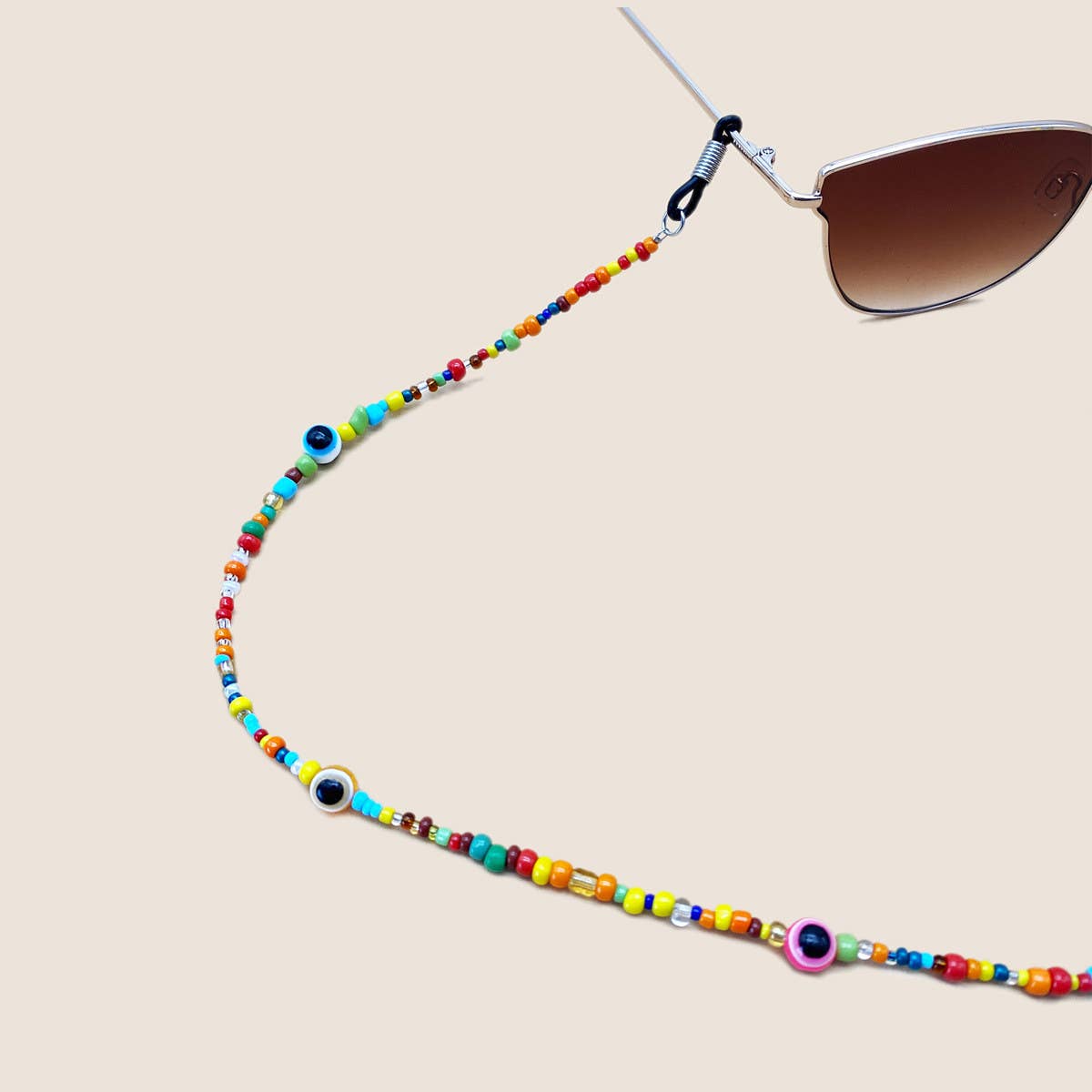 RAINBOW COLORED RICE BEADS GLASSES LANYARD_CWMM1167
