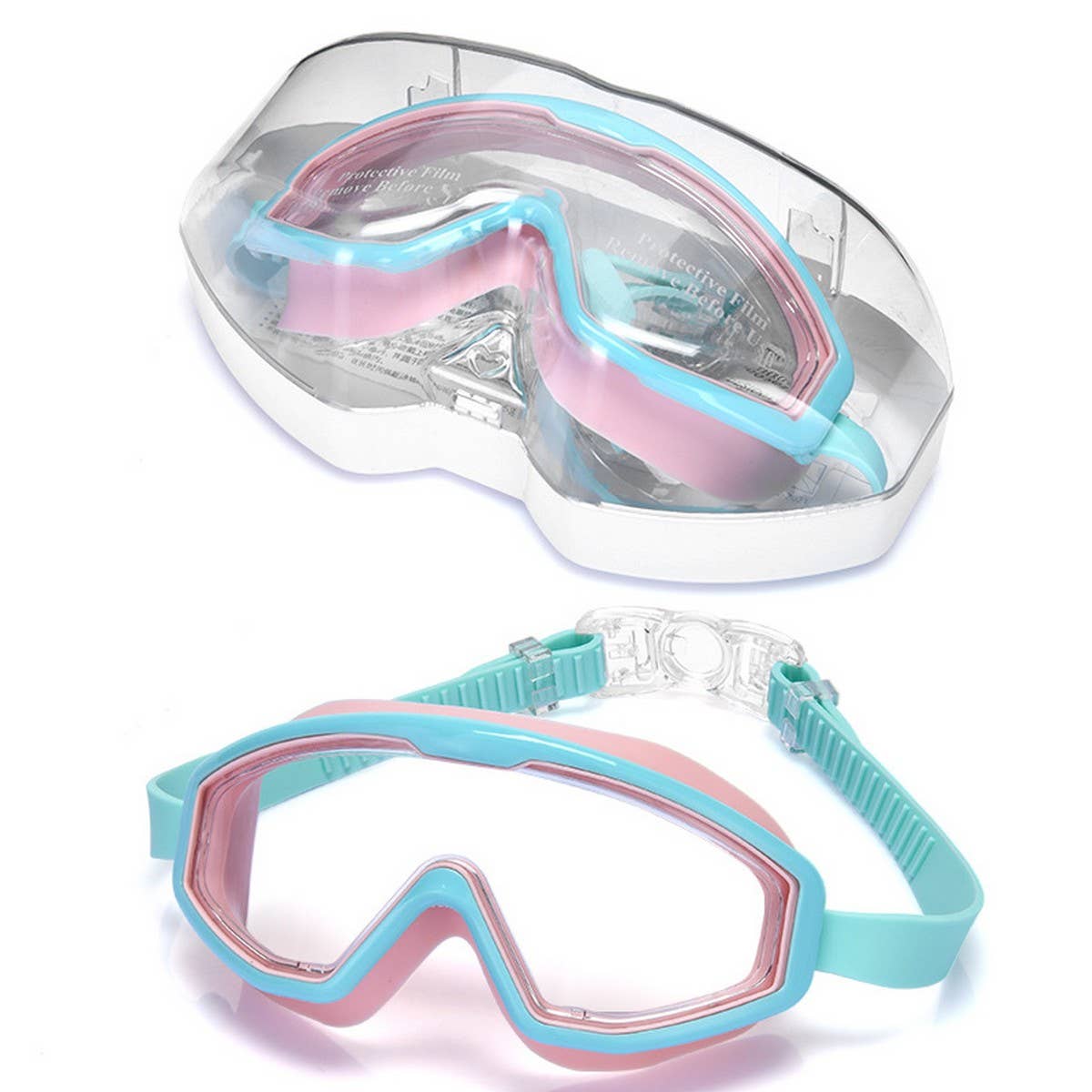 KIDS SWIM GOGGLES ANTI FOG LARGE FRAME FLAT LENS_CWASG1046
