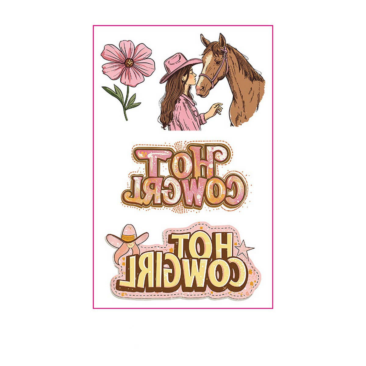 CUTE PINK WESTERN TATTOOS BACHELORETTE PARTY_CWMM8384