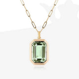 SQUARE ZIRCON PENDANT PAPERCLIP CHAIN NECKLACE_CWMM3845
