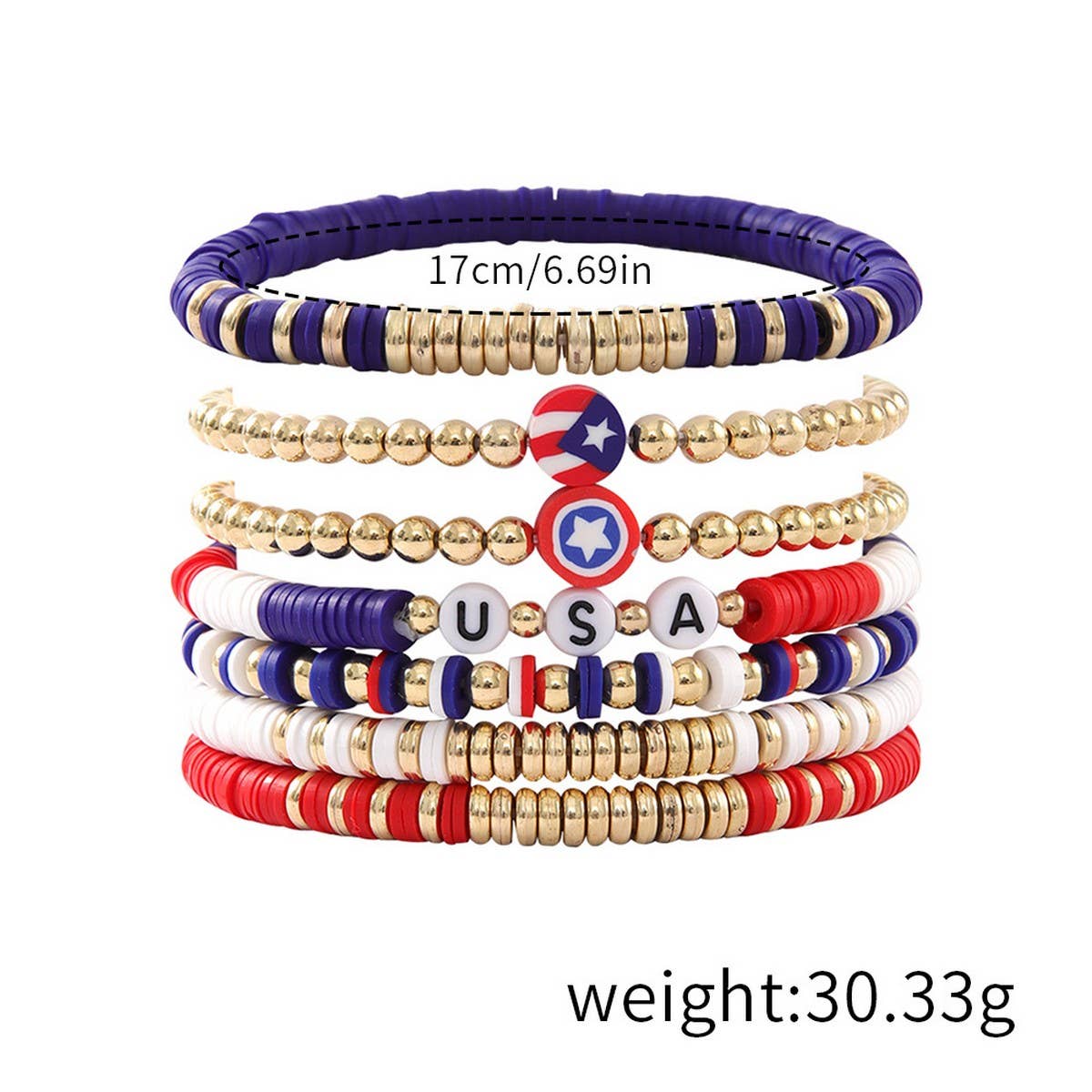 FASHION USA SHIELD CLAY BEADED BRACELET SET_CWMM3535
