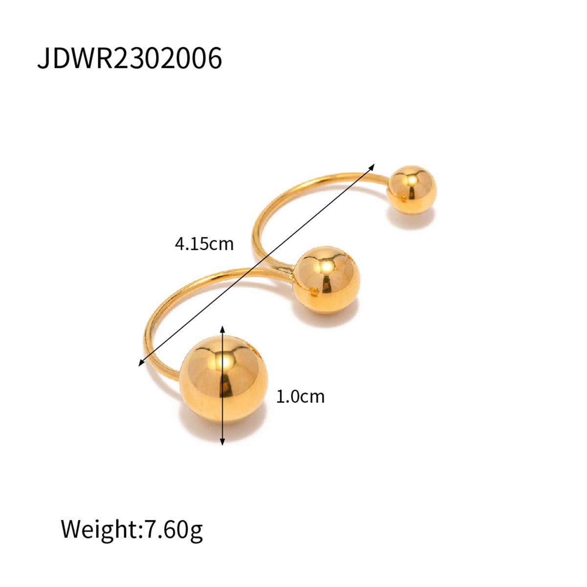 18K GOLD PLATE STAINLESS STEEL BALL RINGS_CWAJE0623
