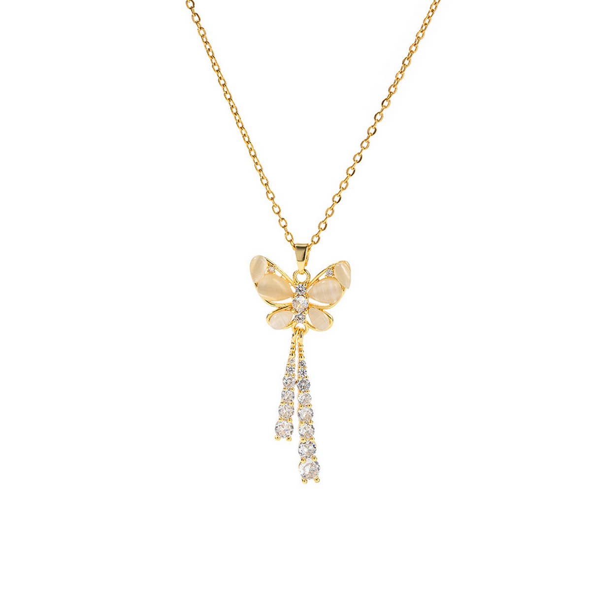 LILY OF THE VALLEY TASSEL BUTTERFLY NECKLACE_CWAHA0919