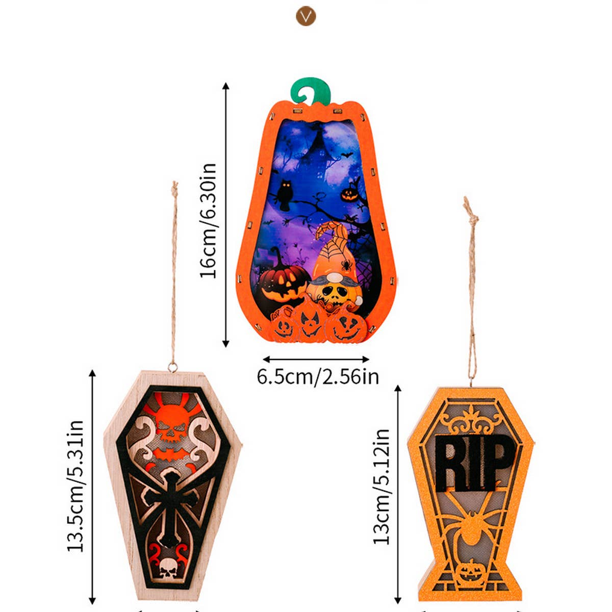 HALLOWEEN PUMPKIN PENDANT WITH LIGHT IN WOODEN BOX_CWMM1769