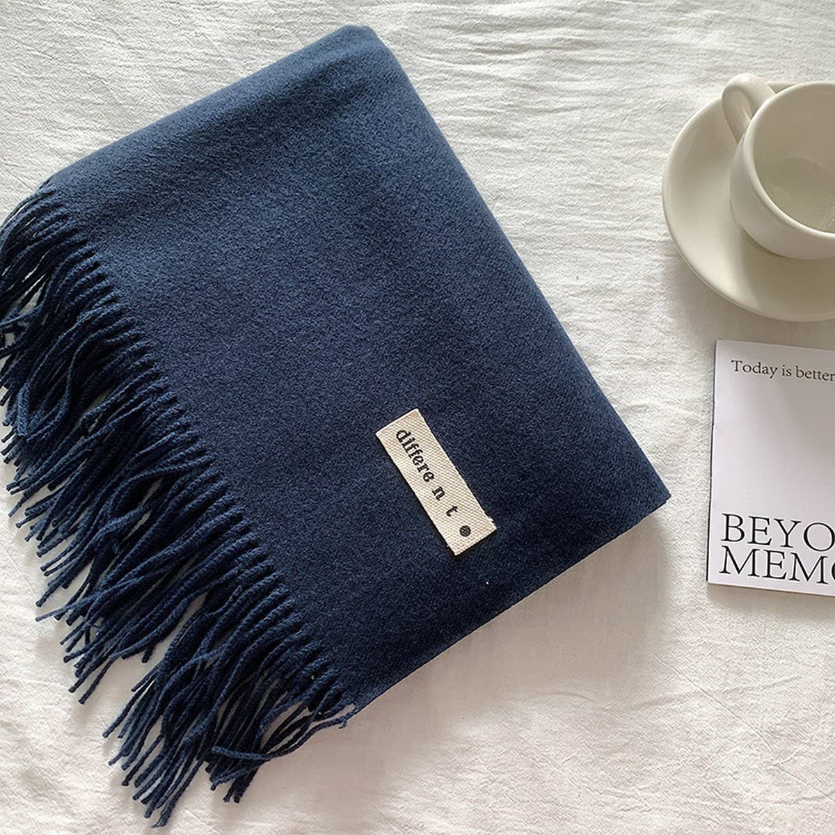 COLORBLOCK TASSEL SCARF THICK WRAP FOR STUDENTS_CWASC2281