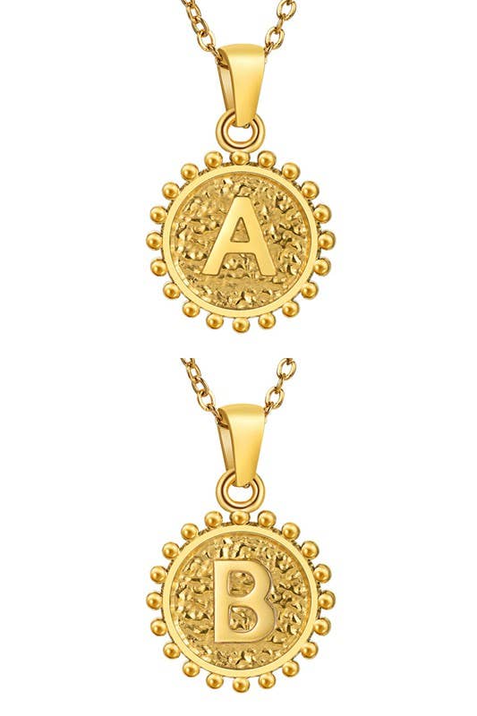 ROUND ALPHABET INITIAL PENDANT NECKLACE_CWAJE107