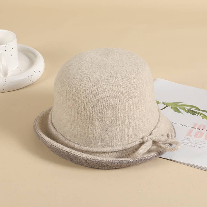 Women Fashion Warm Curling Felt Hat Bucket Hat_Cwah0605