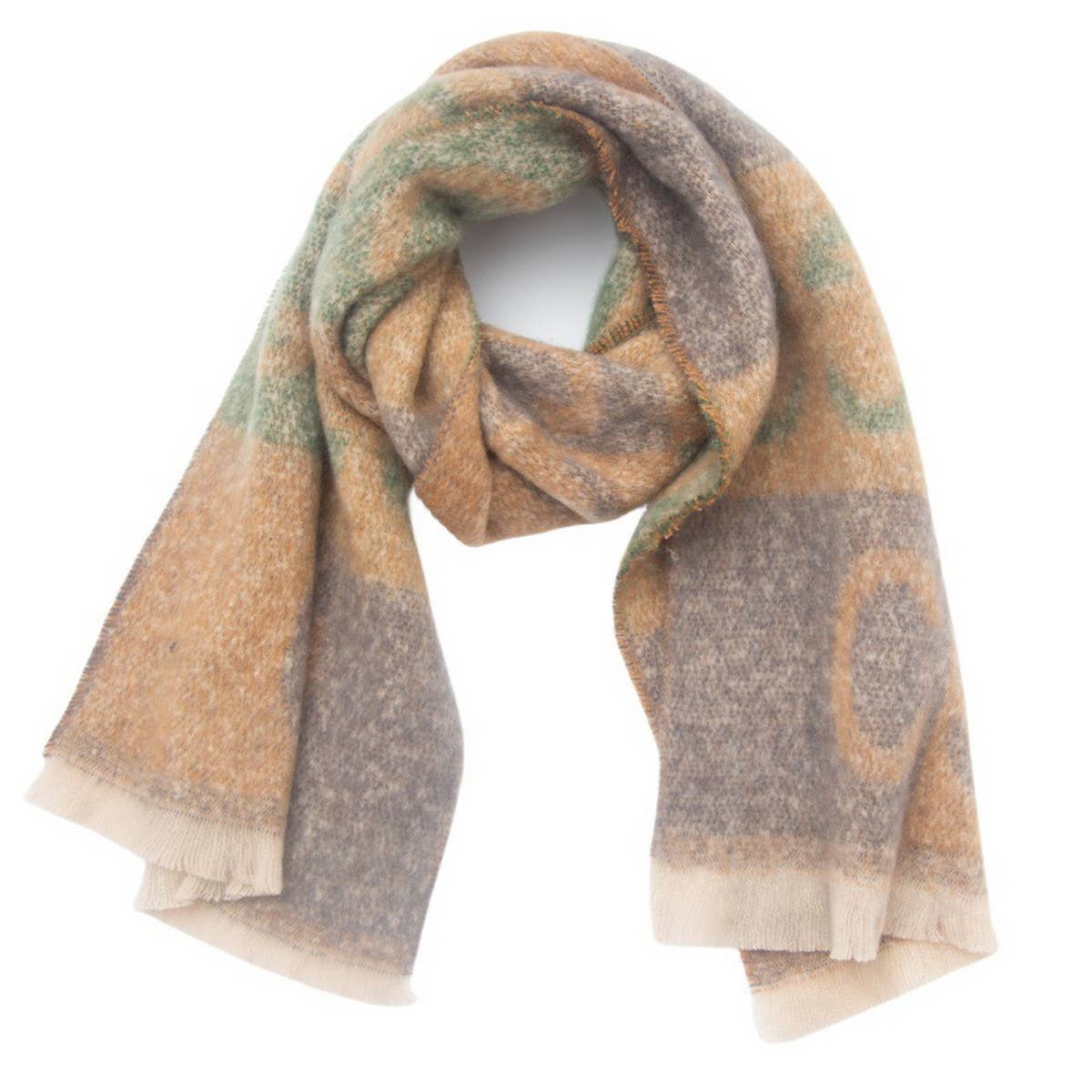 LETTER JACQUARD SCARF WINTER SHORT FRINGE WRAP_CWASC0863