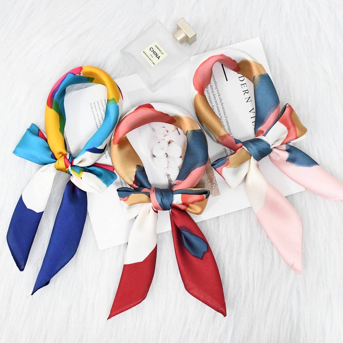 POLKA DOT SATIN NECK SCARF OFFICE FLIGHT STYLE_CWASC1157