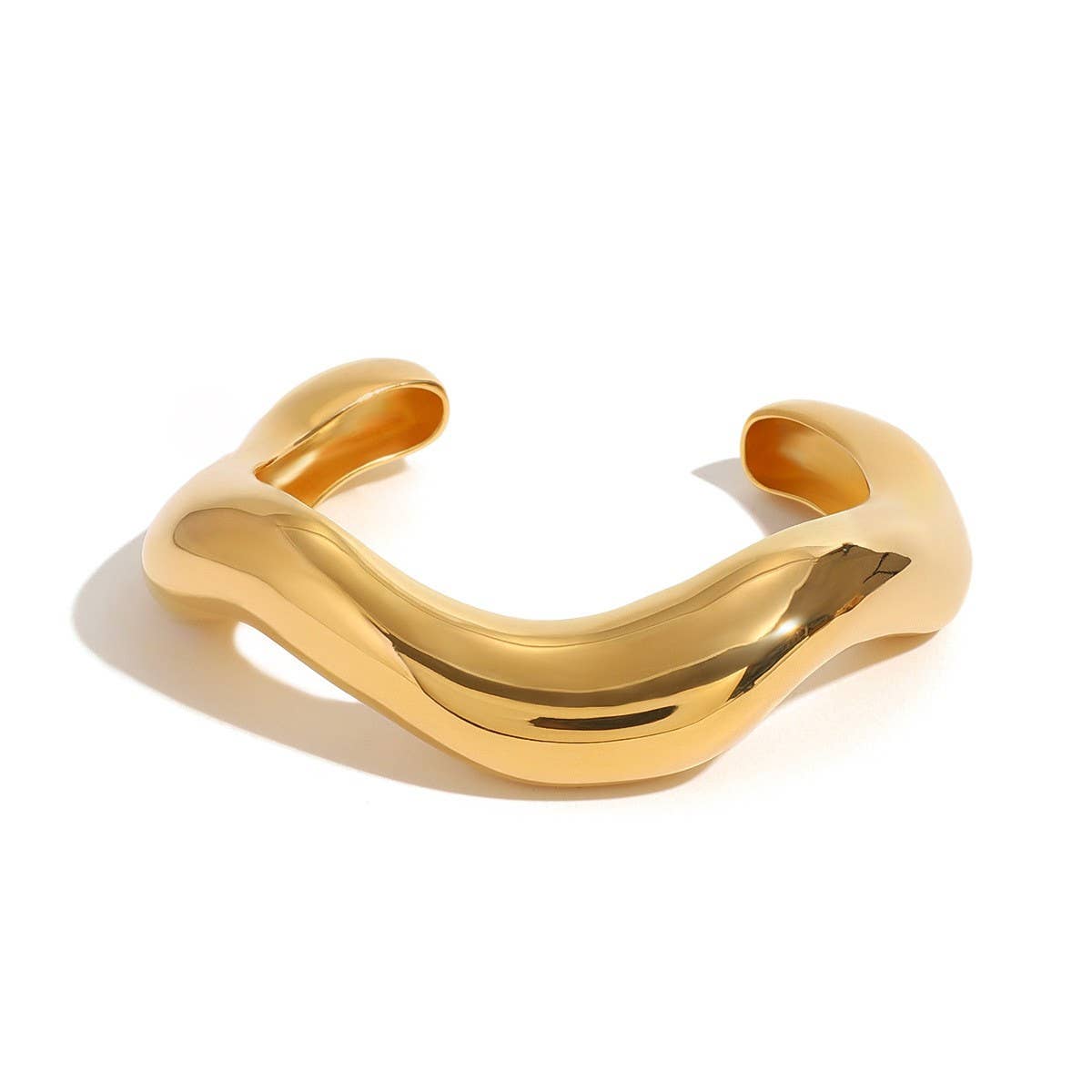 GOLD STAINLESS STEEL OPEN BANGLE TITANIUM STEEL_CWAJE4692
