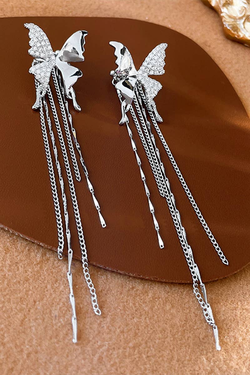 BUTTERFLY PENDANT CHAIN DROP EARRINGS_CWAJE0346