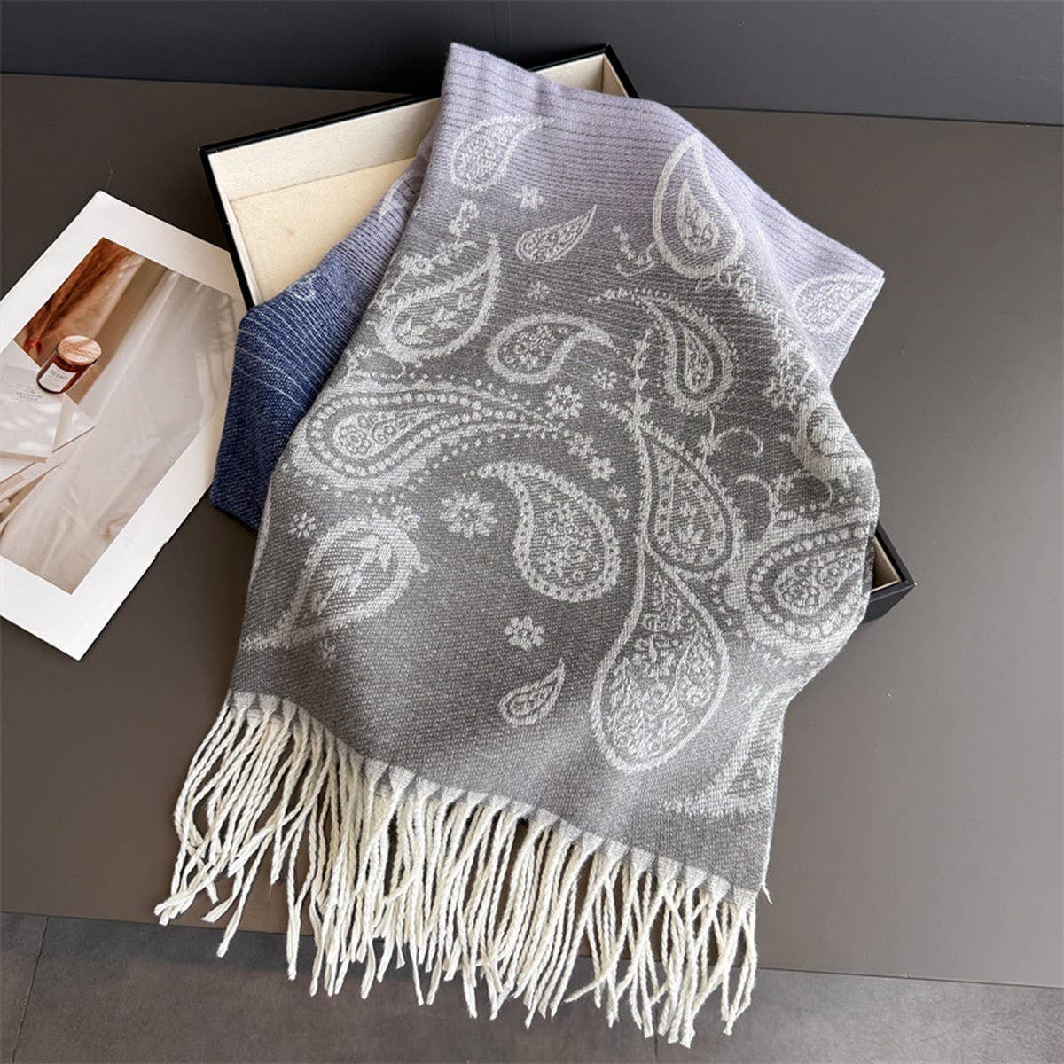 Autumn Winter Paisley Colorblock Tassel Scarf_Cwasc03274