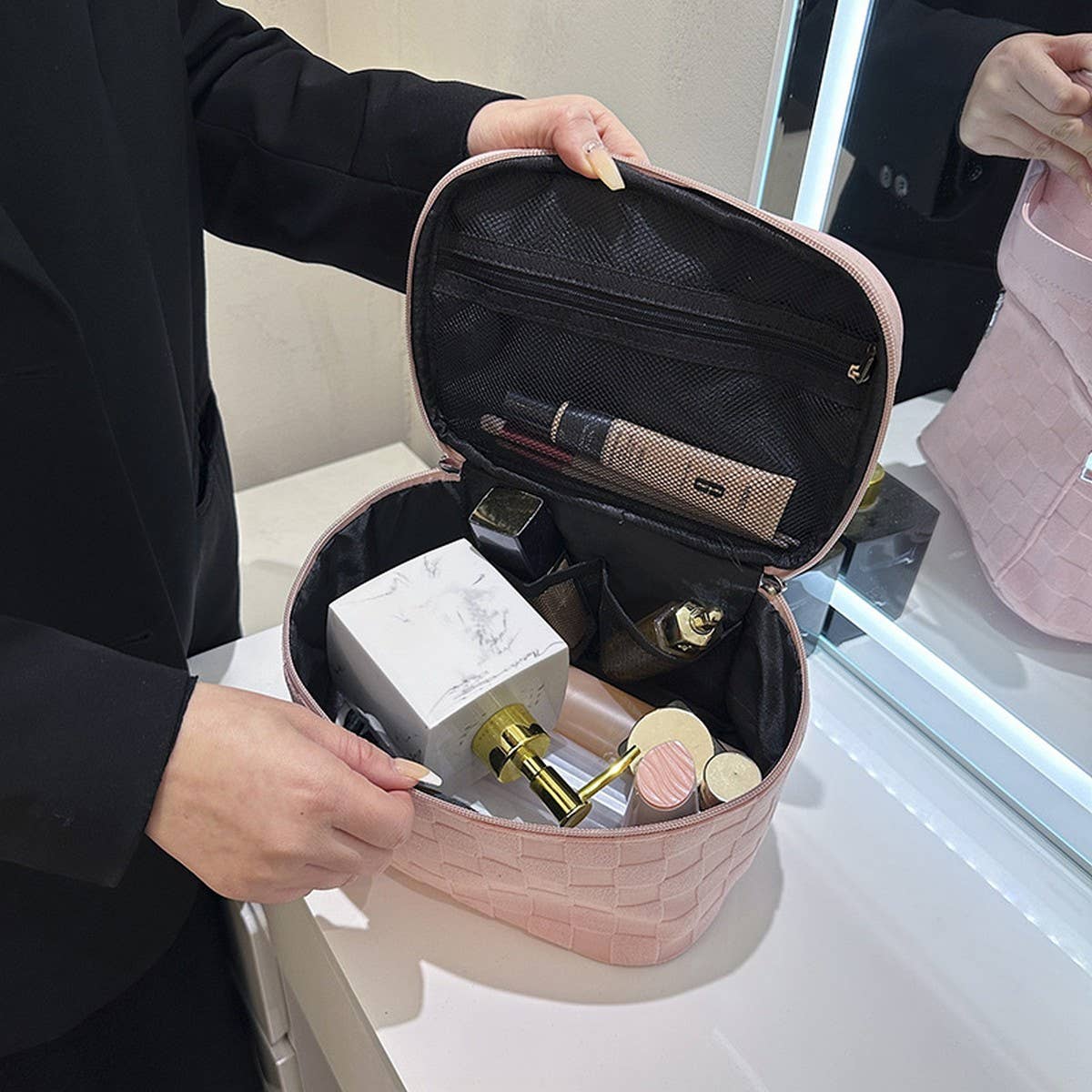 NEW LATTICE HIGH END LARGE CAPACITY COSMETIC BAG_CWAB4407