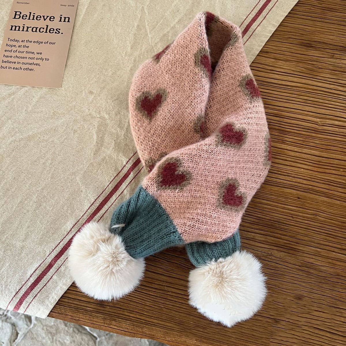 INS JACQUARD HEART KNIT SCARF FOR KIDS WINTER_CWASC2087