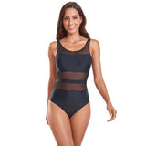 Womens Mesh Splicing One-Piece Swimsuit