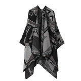 RETRO CARTOON STYLE KNITTED CAPE WARM SHAWL_CWASC2249