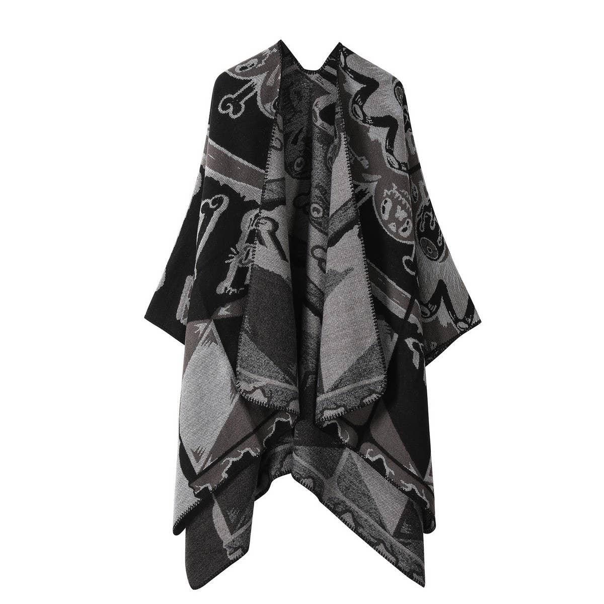 CAPE DARK DOUBLE SIDED WARM OUTER WEAR THICK SHAWL_CWASC2119