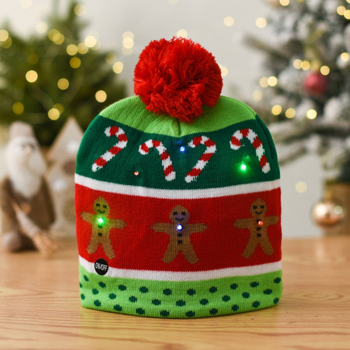 CHRISTMAS LED LIGHT GLOWING KNITTED CHRISTMAS HAT_CWAH2314