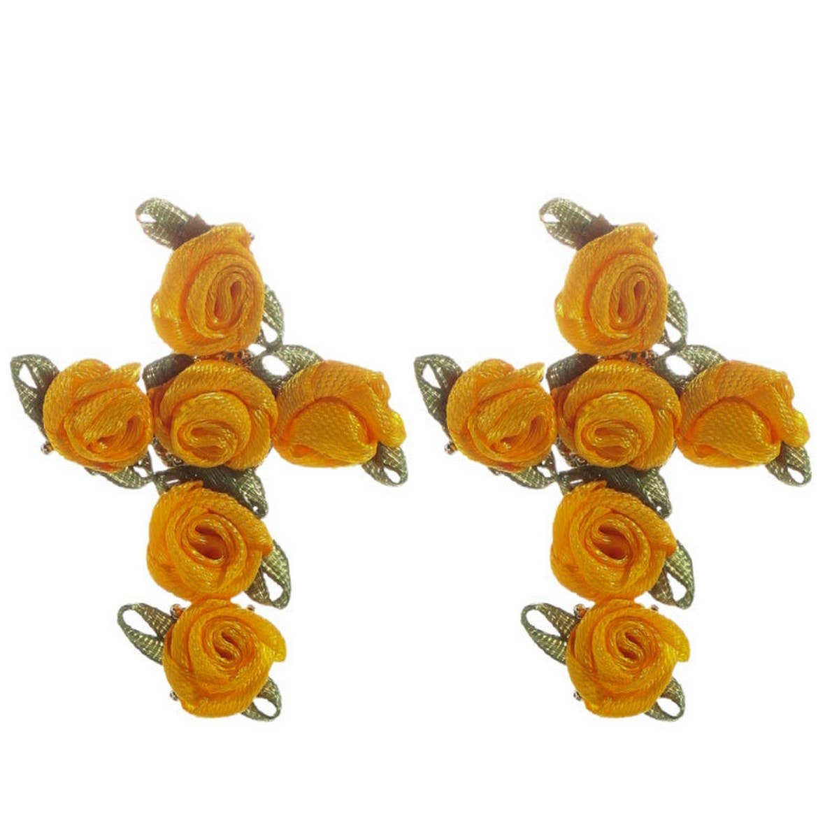 HANDMADE FABRIC FLOWER CROSS EARRINGS CHIC LOOK_CWMM6261