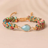 PURPLE FLOWER TEARDROP CHARM BRAIDED BRACELETS_CWAJE3945