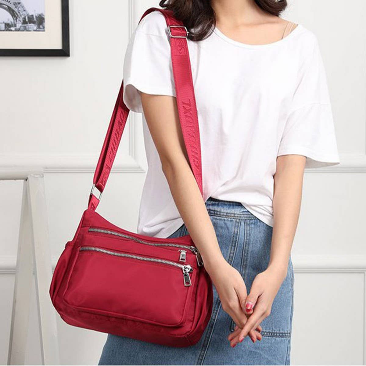 NYLON OXFORD CANVAS SHOULDER CROSSBODY BAG_CWASC1756