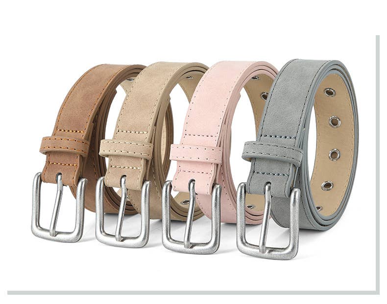 Frosted Textured Pin Buckle Pu Belt