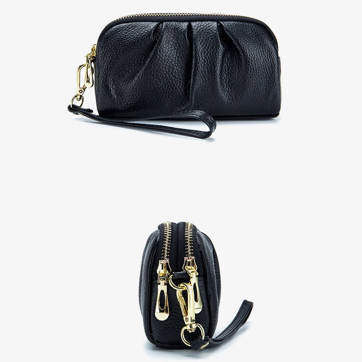 Toplayer Cowhide Double Layer Zipper Leather Wallet_Cwab3705