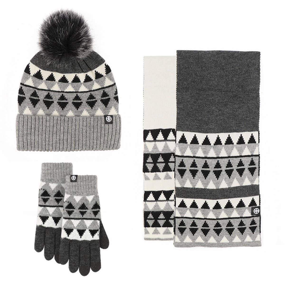 KNITTED GLOVES SCARF HAT WOOL THREE PIECE SET_CWMM2778