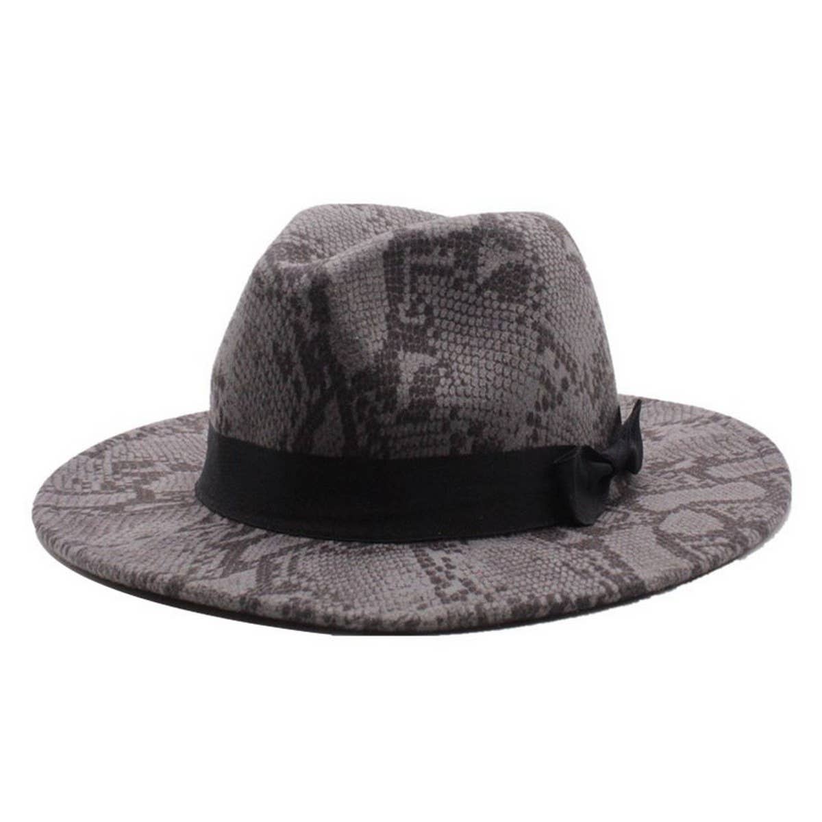Tweed Hat Snake Pattern Hat Flat Brim Hat Jazz Hat_Cwah2590