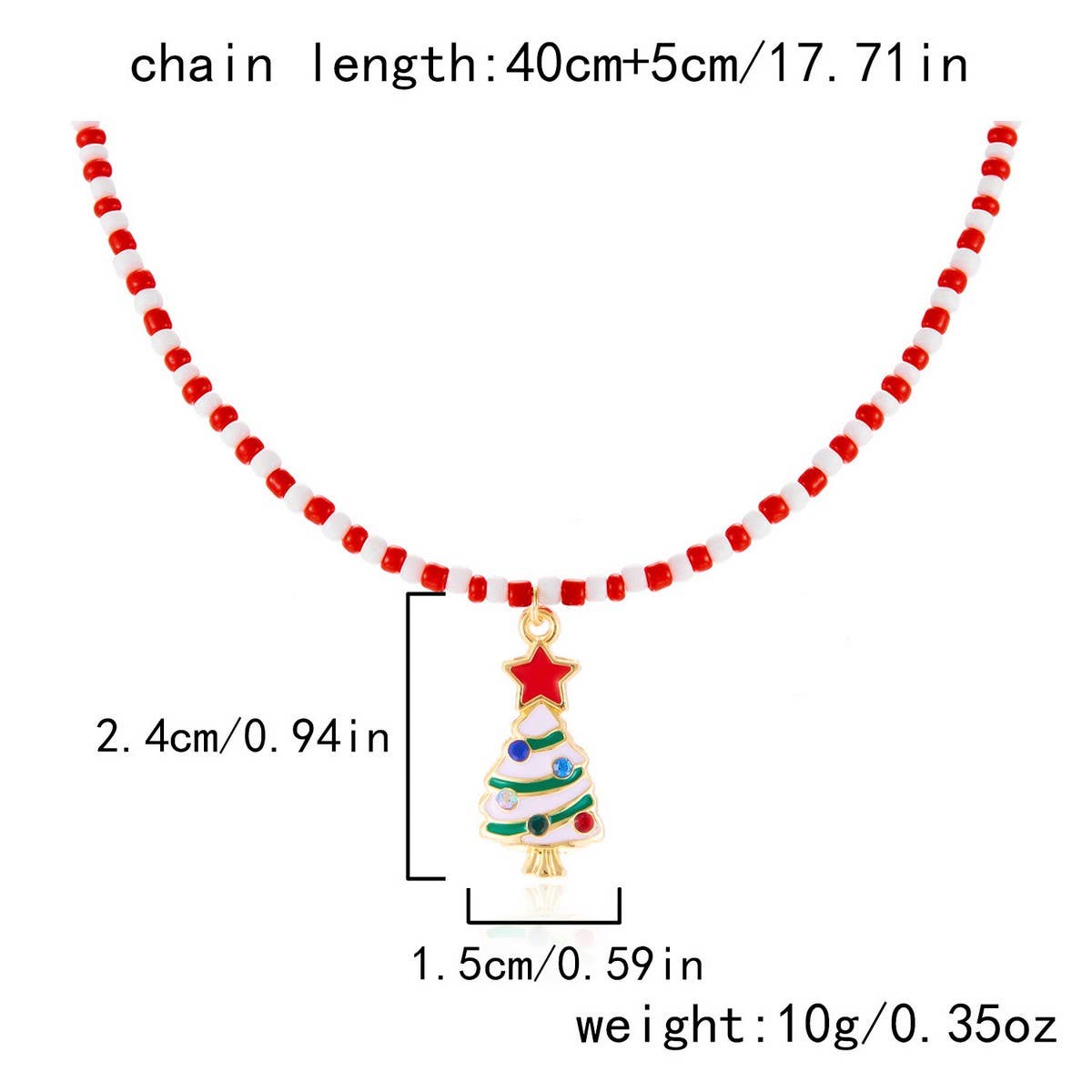 Cwaje2515_Christmas Tree Santa Claus Rice Bead Necklace