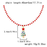 Cwaje2515_Christmas Tree Santa Claus Rice Bead Necklace