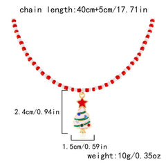 Cwaje2515_Christmas Tree Santa Claus Rice Bead Necklace