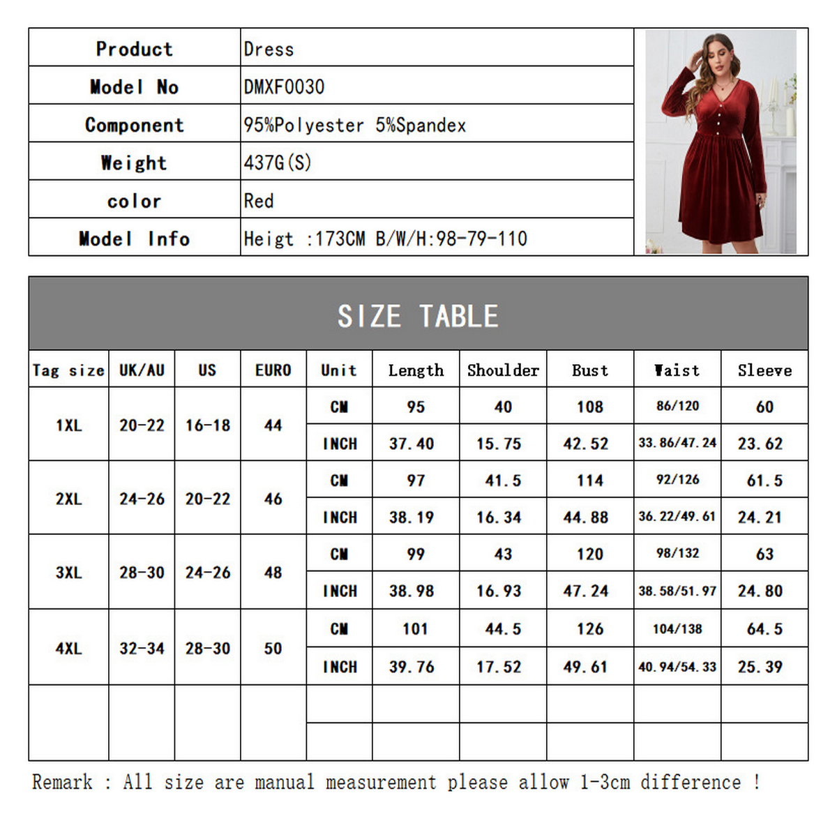 DEEP RED V NECK SLIM FIT HIGH WAIST DRESS_CWDSD8476
