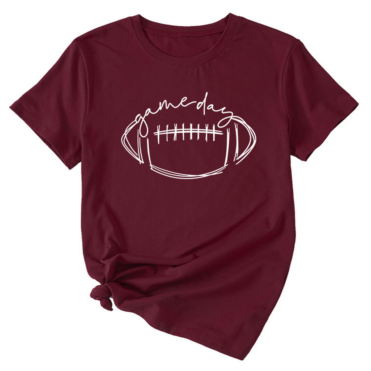 Wome Casual Tee With Fun Football Print_Cwdsd8368