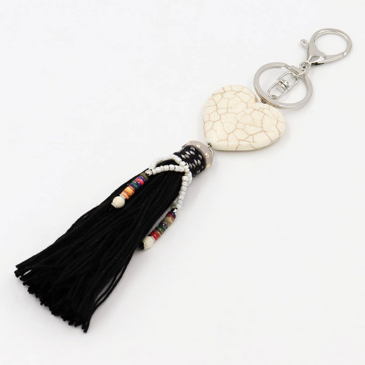 BOHEMIAN STYLE TASSEL KEYCHAIN HEART PENDANT_CWMM3554