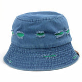 LETTER DENIM HOLE COLORBLOCK BUCKET HAT_CWAH1551