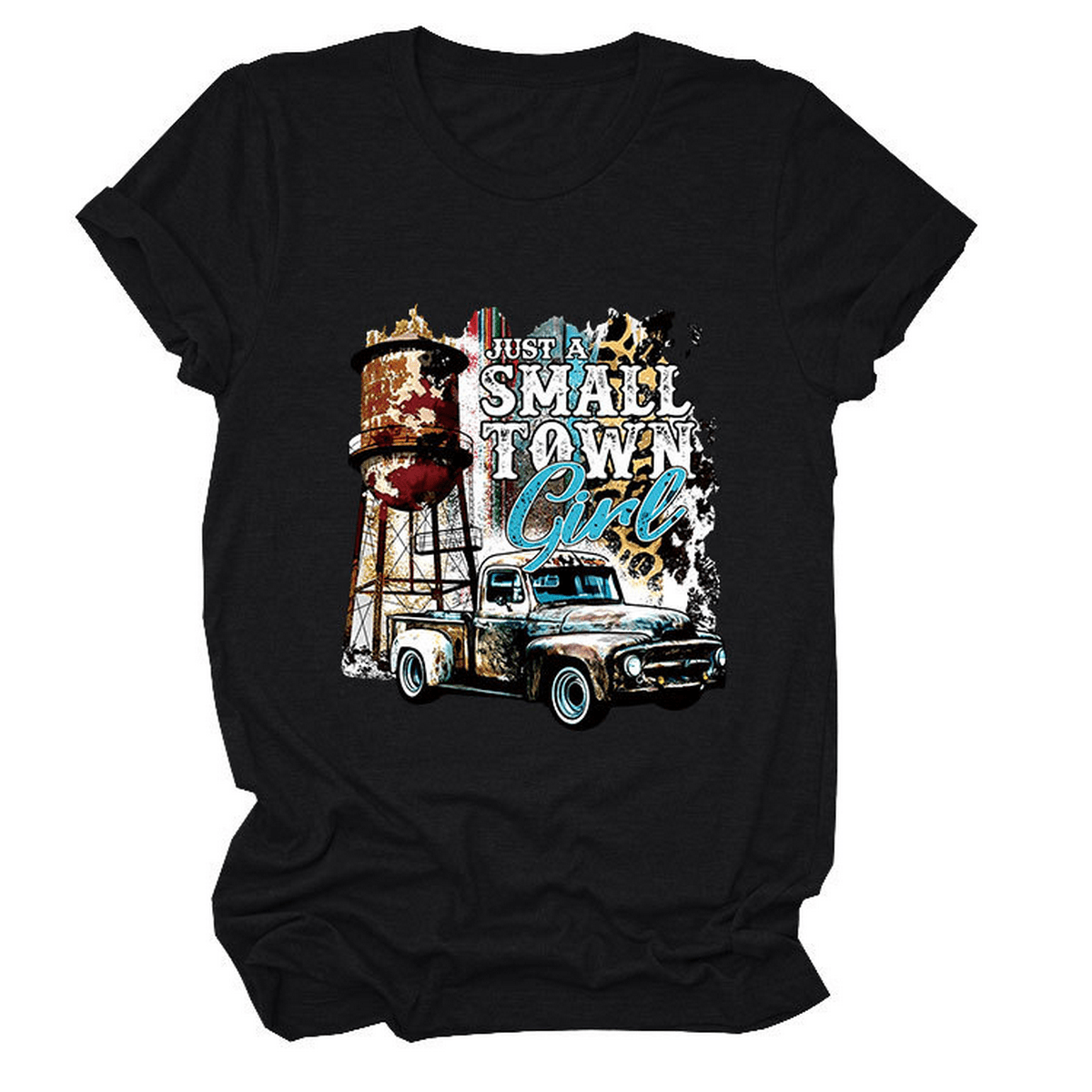 JUST A SMALL TOWN GIRL PRINT T SHIRT LOOSE FIT_CWTTS1525
