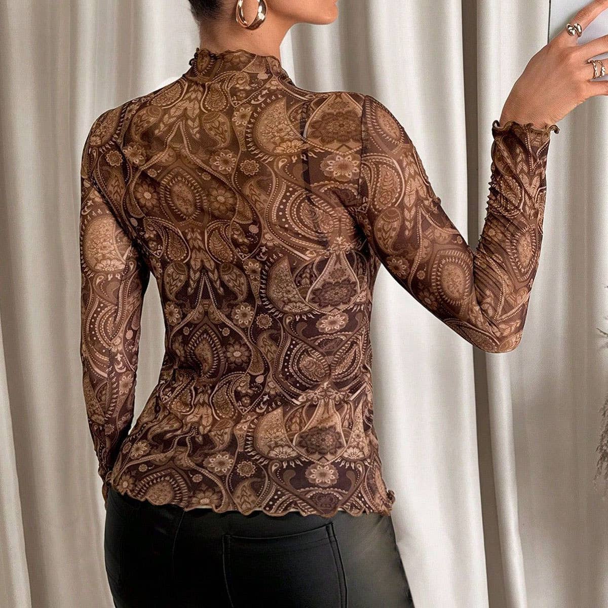 SEXY LEOPARD PRINT MESH FITTED T SHIRT_CWTBLL3423