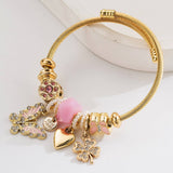 ADJUSTABLE STEEL BRACELET WITH BUTTERFLY CLOVER_CWMM8600