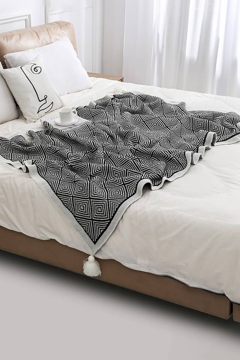 SOFT COZY KNIT SOFA BLANKET FRINGED SHAWL_CWASC0155